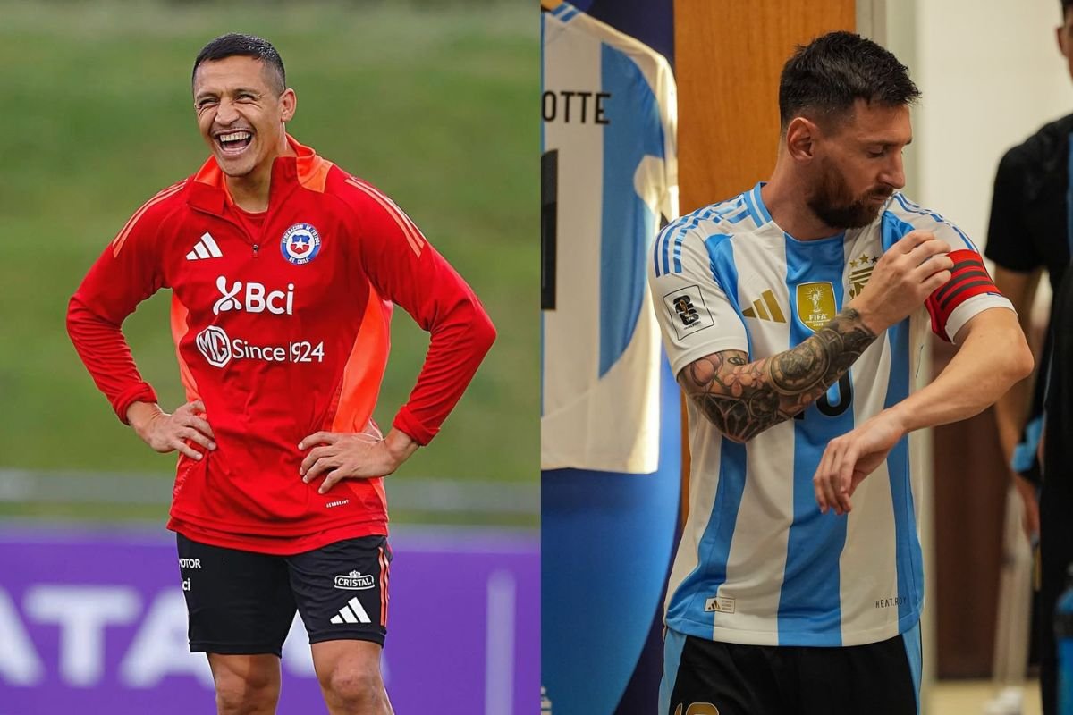 Alexis Sanchez e Lionel Messi (foto: Divulgação: Chile -Argentina)