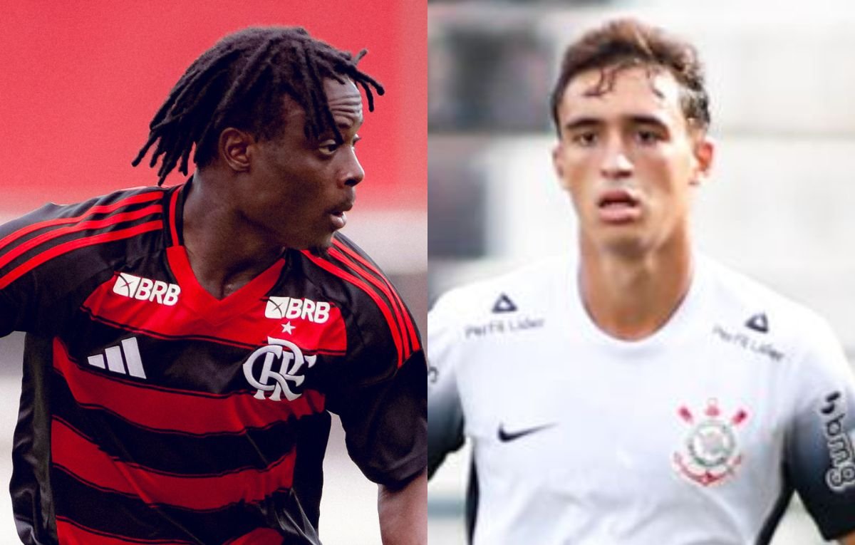 Shola, do Flamengo, e Lorenzo, do Corinthians (foto: Adriano Fontes/Flamengo e ©Rodrigo Gazzanel / Ag. Corinthians)