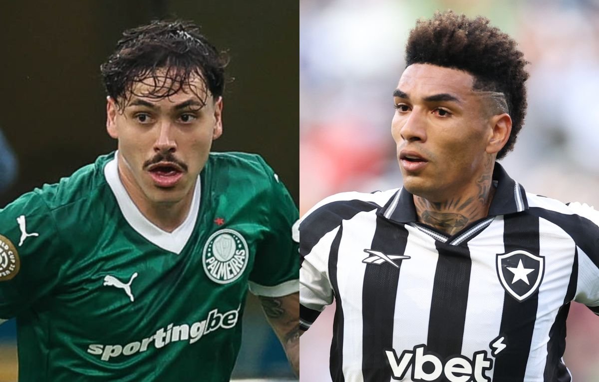 Maurício, do Palmeiras, e Igor Jesus, do Botafogo (foto: Cesar Greco/Palmeiras/by Canon e Vitor Silva/Botafogo.)