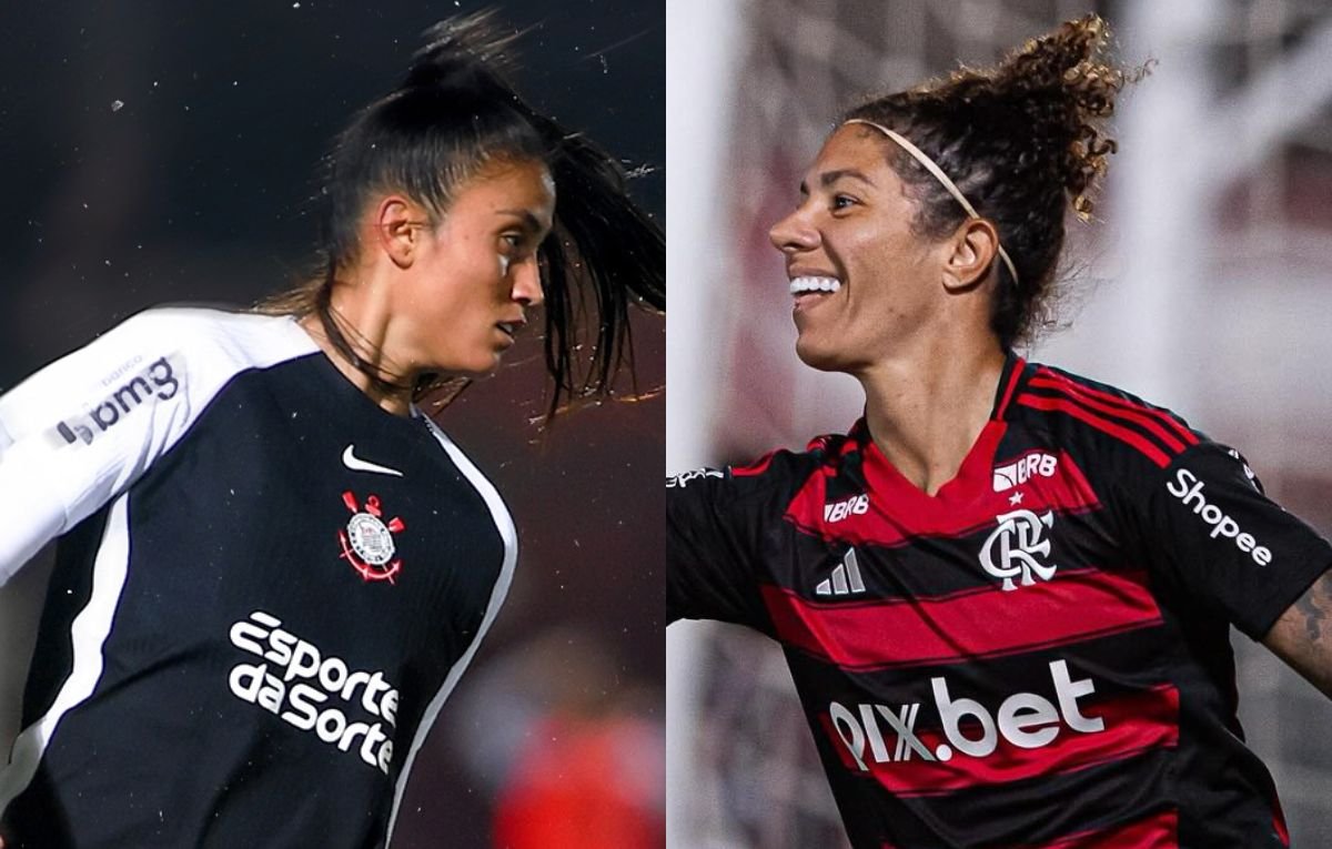 Jaqueline, do Corinthians, e Cristiane, do Flamengo (foto: Rodrigo Gazzanel / Corinthians e Divulgação/Flamengo)