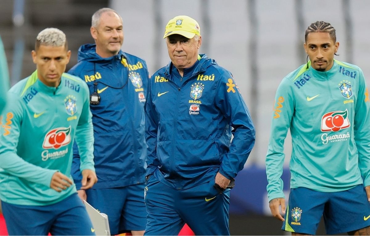 Ancelotti comandou Seleção em sete treinos nesta Data Fifa (foto: @rafaelribeirorio I CBF)
