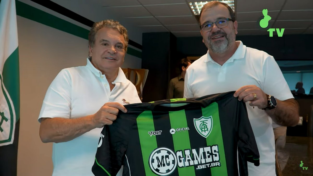 Alencar da Silveira Júnior, presidente do América, e Enderson Moreira, novo técnico do Coelho (foto: Reprodução YouTube)