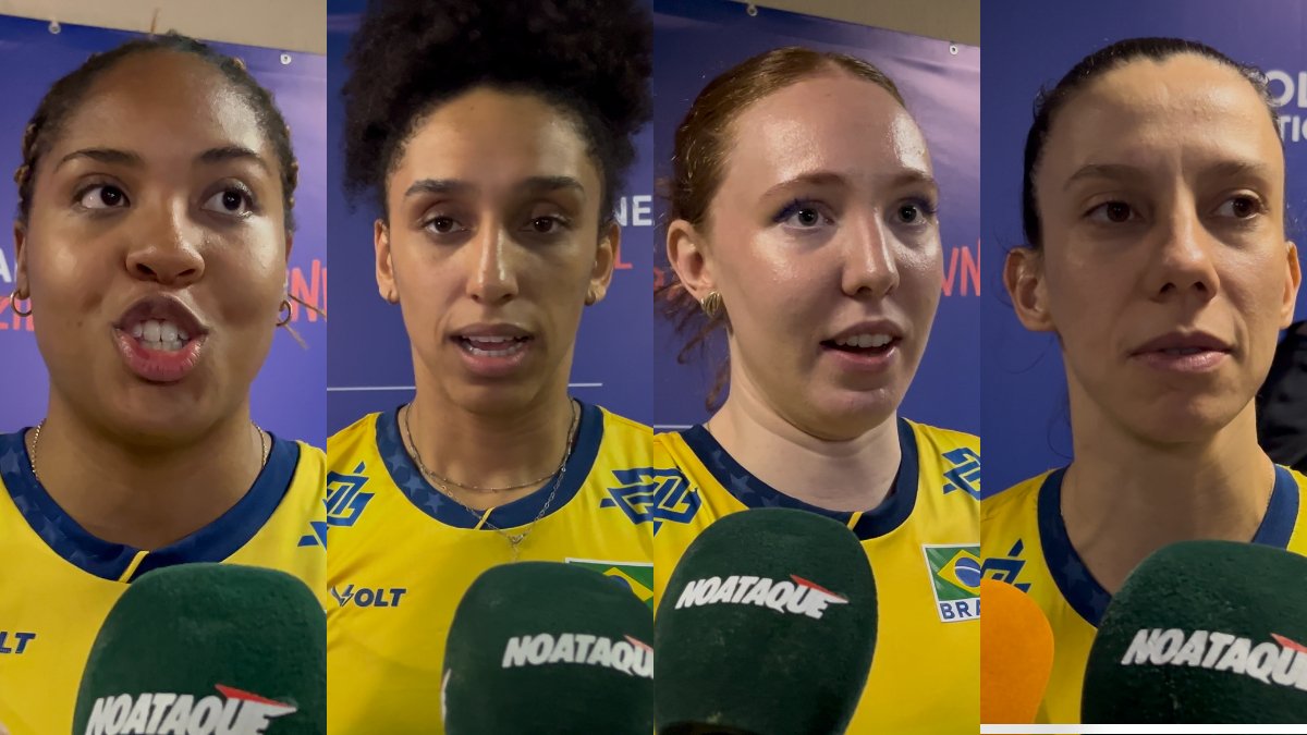 Ana Cristina, Lorena, Júlia Bergmann e Macris na Seleção Brasileira Feminina de Vôlei (foto: Pedro Bueno / No Ataque)