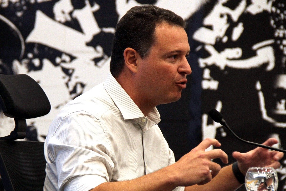 Rafael Menin, investidor do Atlético, em entrevista na Arena MRV (foto: Jair Amaral/EM/D.A.Press)