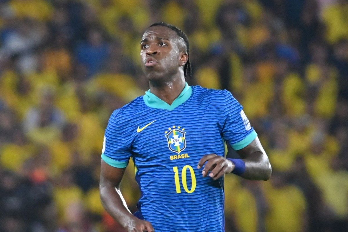 Vini Jr, atacante da Seleção Brasileira (foto: MARCOS PIN / AFP)