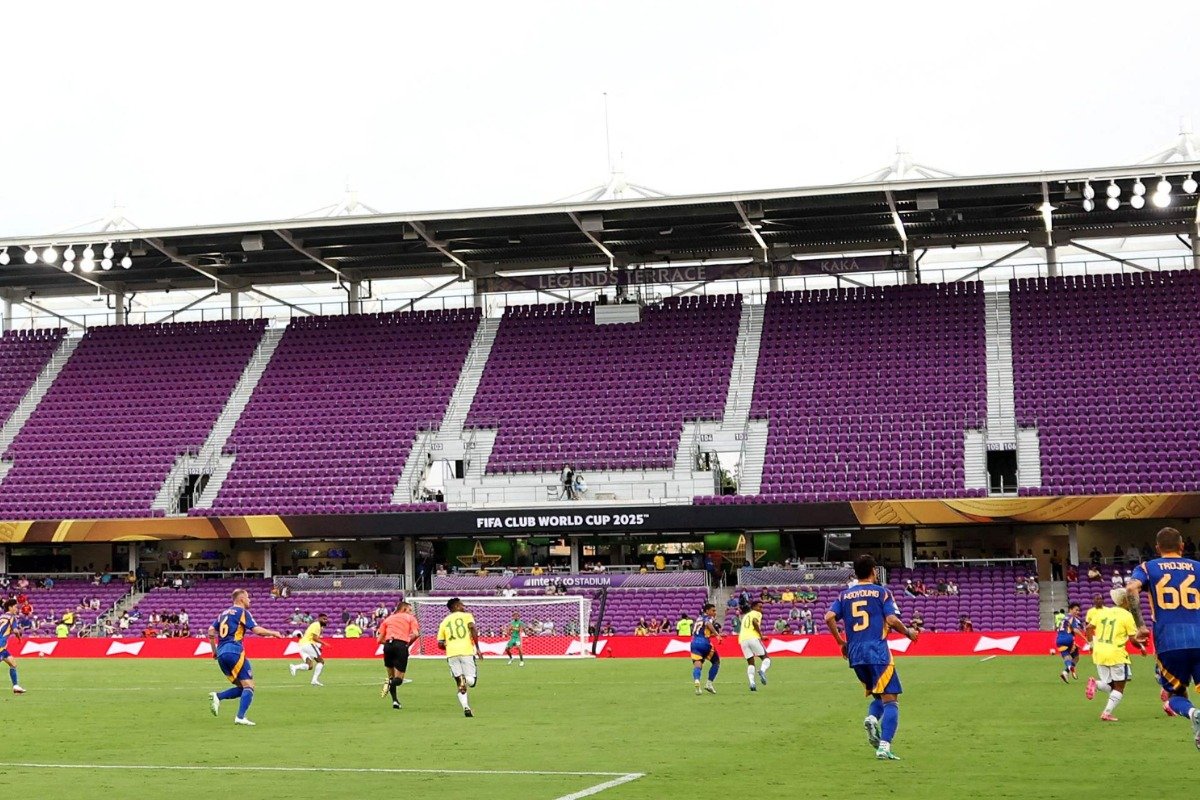 Lance do jogo entre Sundowns e Ulsan pelo Mundial de Clubes (foto: Megan Briggs/AFP)