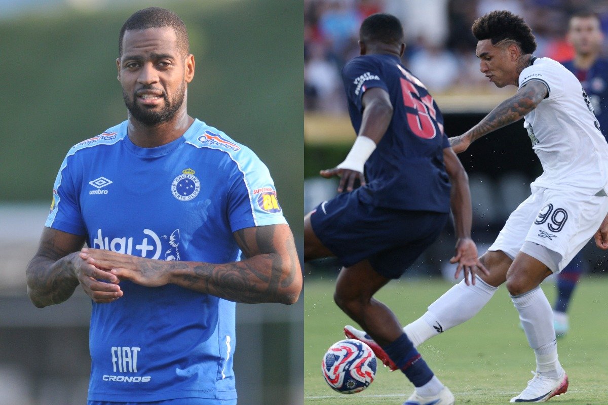 Montagem com foto do ex-zagueiro Dedé e lance de Botafogo x PSG no Mundial de Clubes (foto: Alexandre Guzanshe/EM/D.A Press (28/9/2019) - STU FORSTER/AFP)