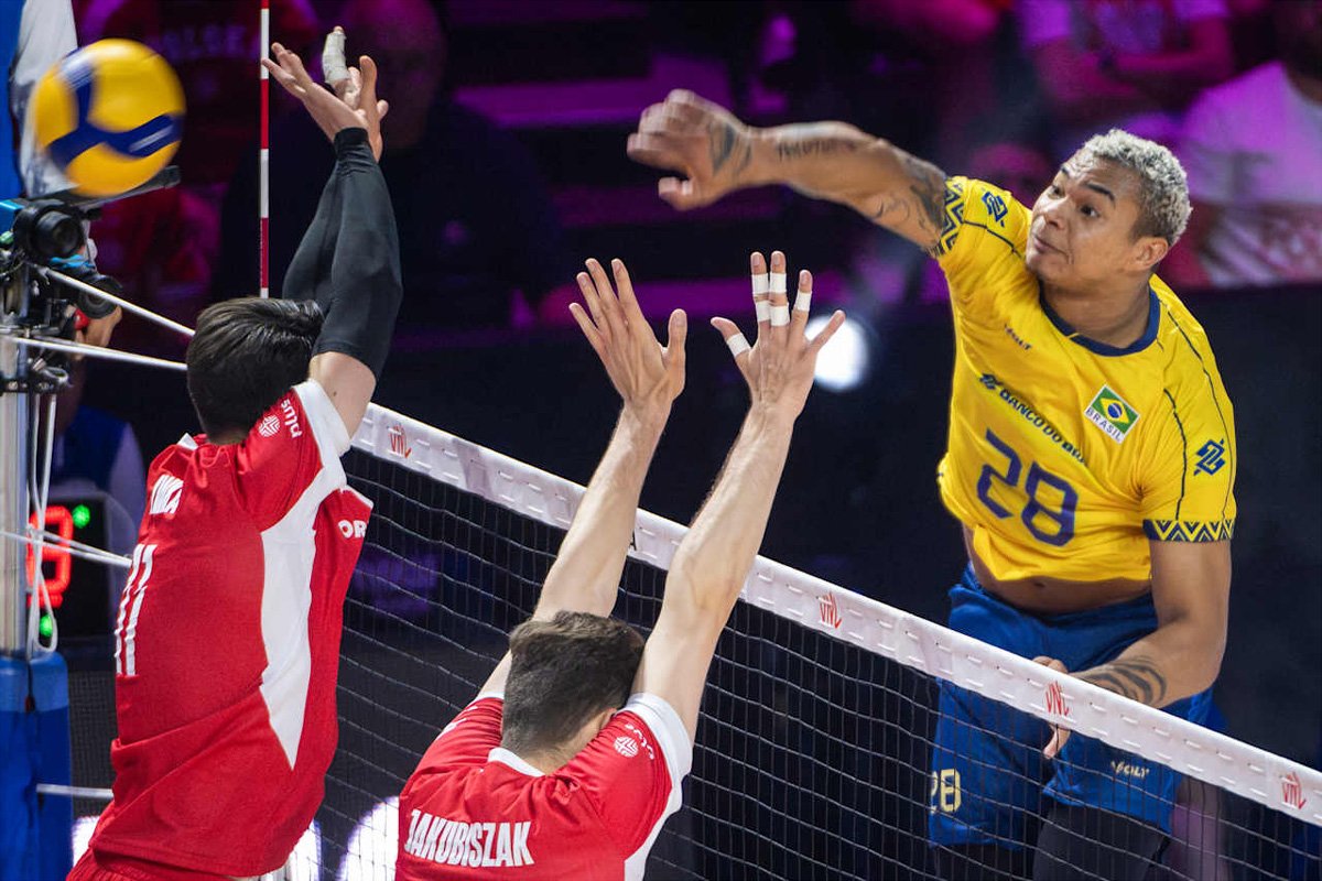Darlan marcou 26 pontos para o Brasil contra a Polônia (foto: VNL/Divulgação)