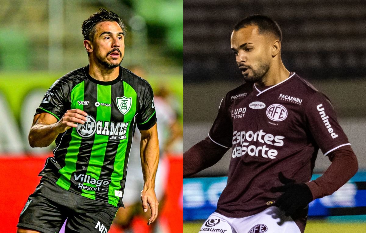 Willian Bigode, do América, e Eric Melo, da Ferroviária (foto: Mourão Panda / América e Jonatan Dutra/Ferroviária SAF)