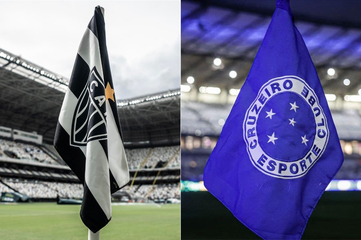 Bandeiras de Atlético e Cruzeiro (foto: Pedro Souza/Atlético e Staff Images/Cruzeiro)