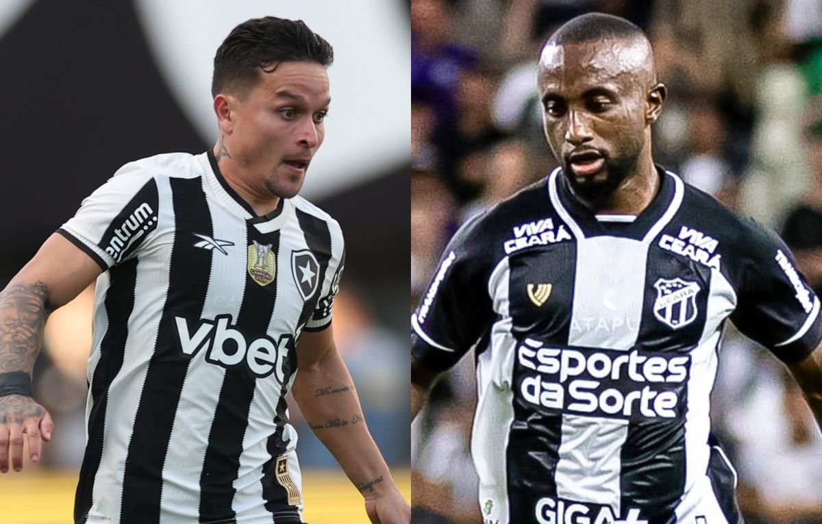 Artur, do Bragantino, e Dieguinho, do Ceará (foto: Vitor Silva/Botafogo. e Gabriel Silva / Ceará SC)