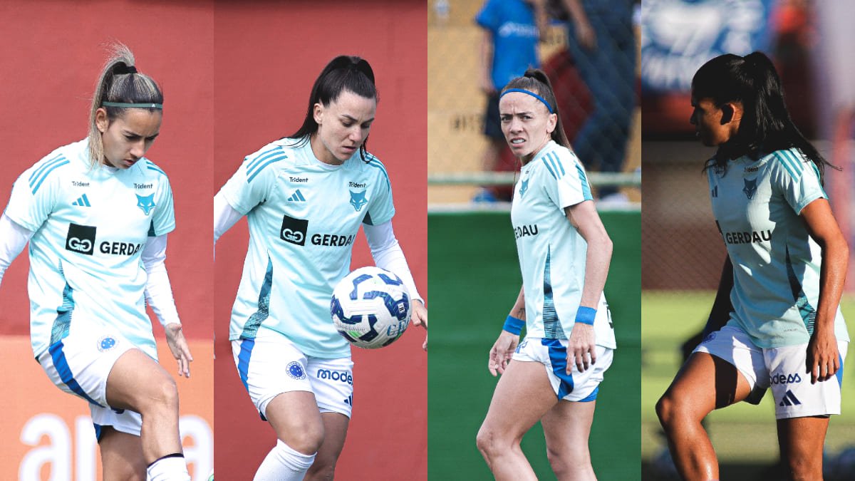 Fabíola Sandoval, Paloma Maciel, Pri Back e Marília, algumas das jogadoras do Cruzeiro com contrato até o fim de 2025 (foto: Gustavo Martins/Cruzeiro)