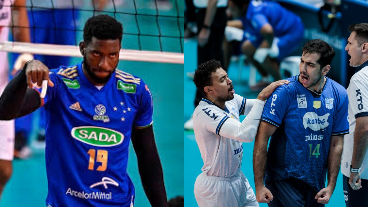 López, ídolo do Cruzeiro; e Javad, atleta do Minas, enfrentarão Seleção na VNL (foto: Agência i7/Cruzeiro e Hedgard Moraes/MTC)
