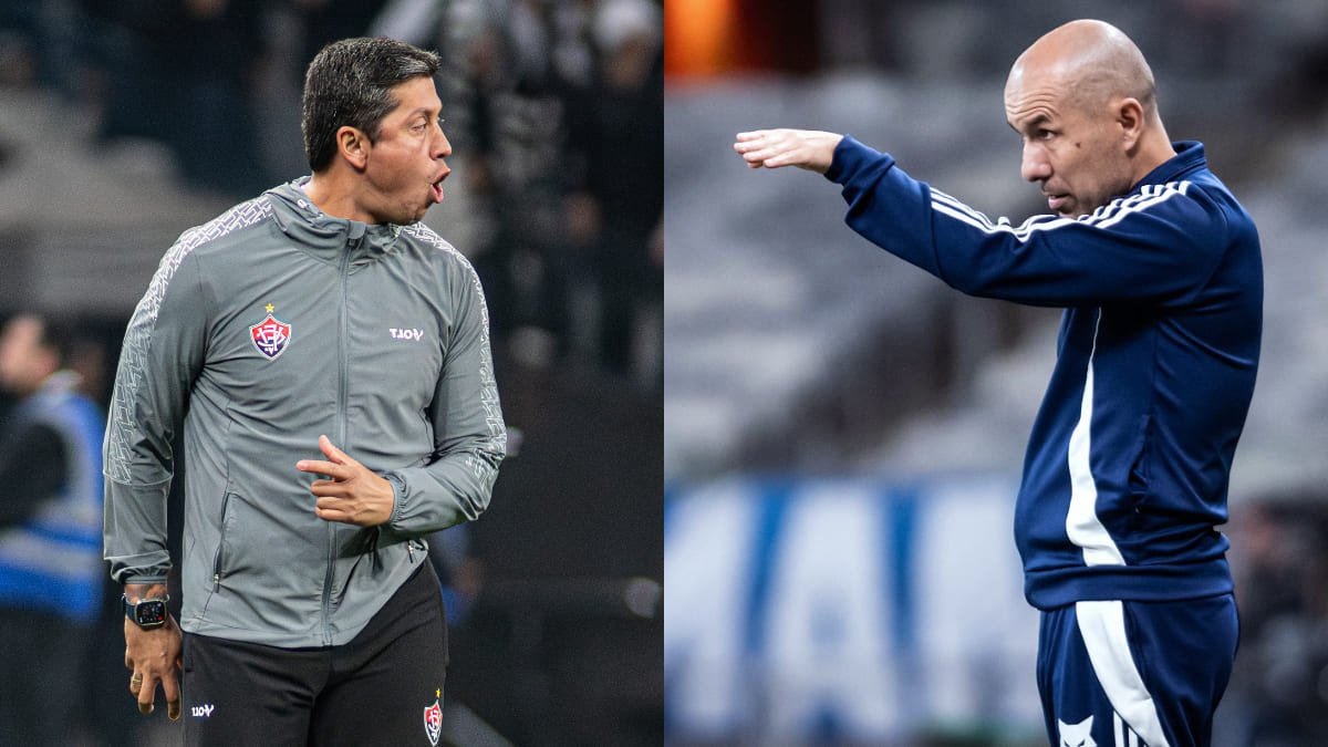 Thiago Carpini, técnico do Vitória, e Leonardo Jardim técnico do Cruzeiro (foto: Victor Ferreira/EC Vitória; Gustavo Aleixo/Cruzeiro)