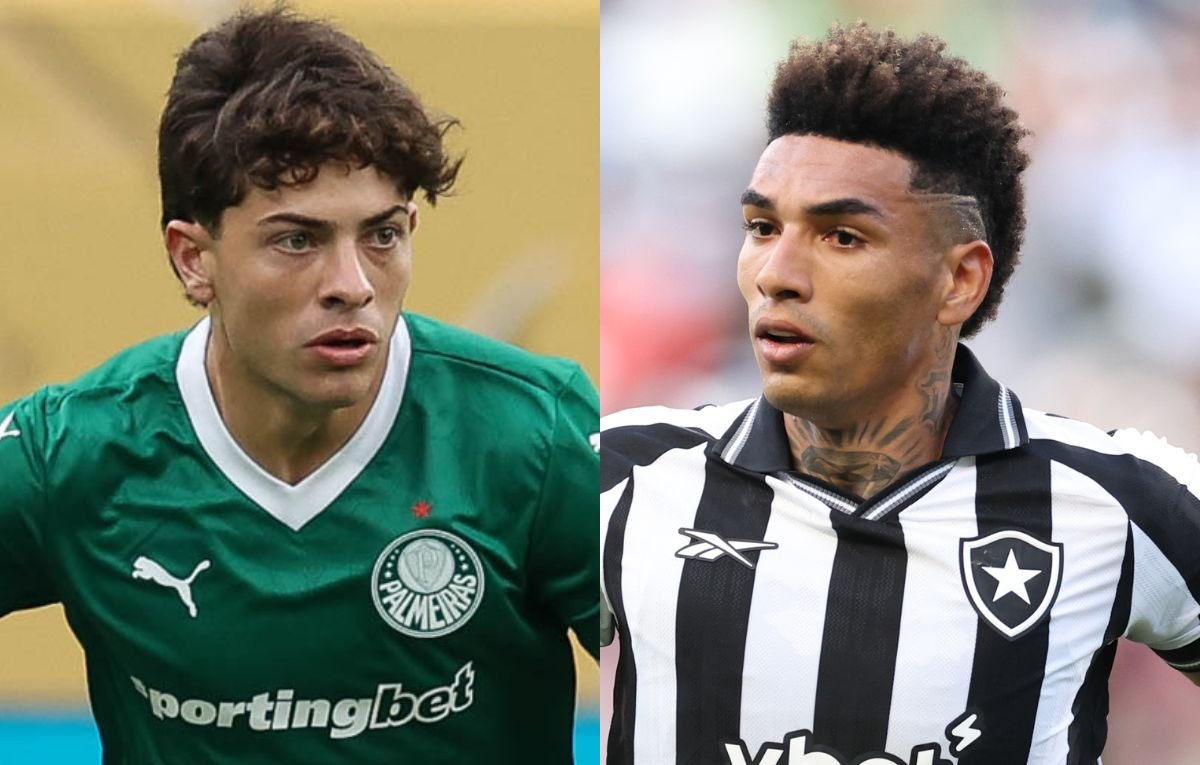 Giay, do Palmeiras, e Igor Jesus, do Botafogo (foto: Cesar Greco/Palmeiras/by Canon e Vitor Silva/Botafogo)