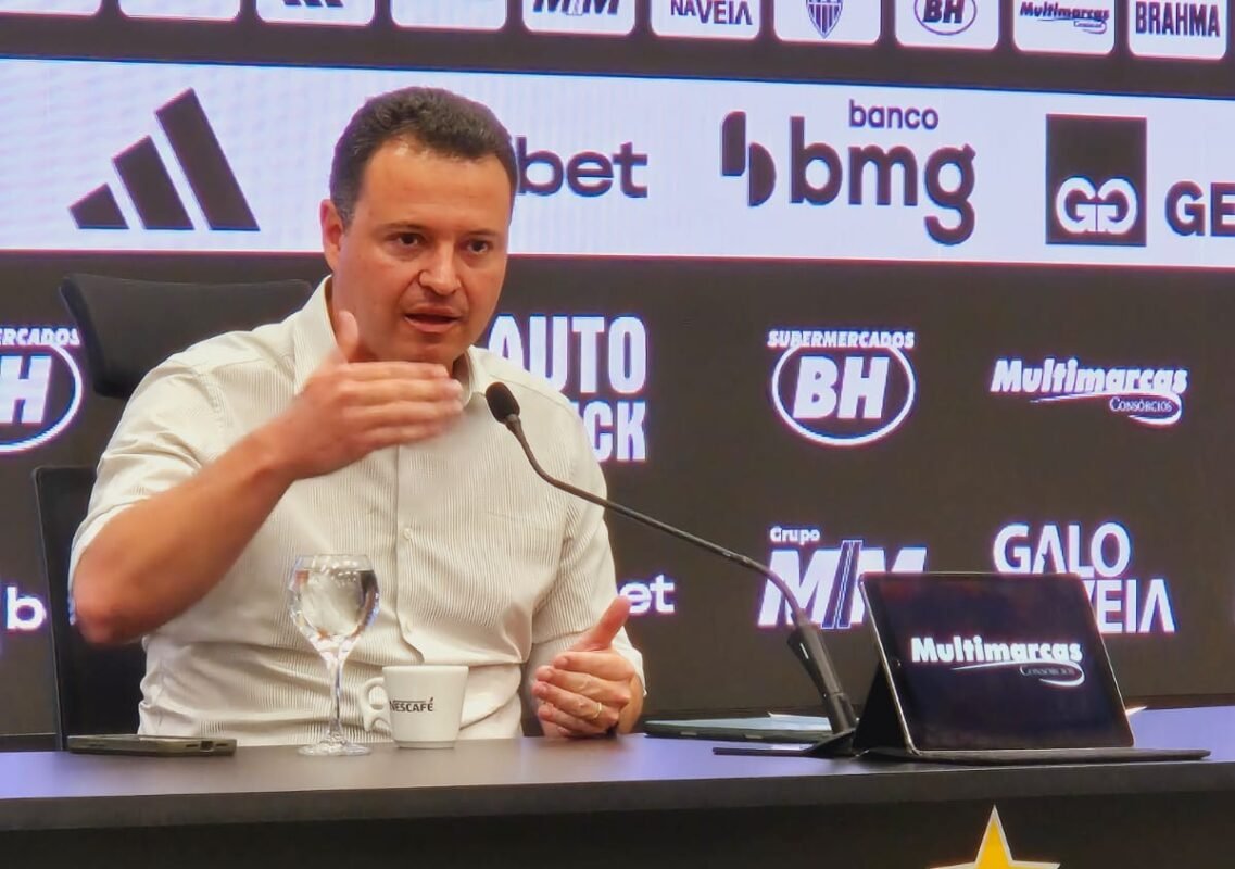 Rafael Menin em coletiva de imprensa na Arena MRV (foto: Jair Amaral/EM/D.A Press)