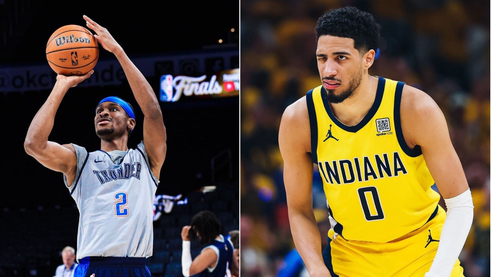 Jogo 7 define campeão da temporada 24/25 da NBA (foto: Thunder/Divulgação e Pacers/Divulgação)