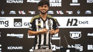 Biel durante apresentação no Atlético na Arena MRV - Crédito: 