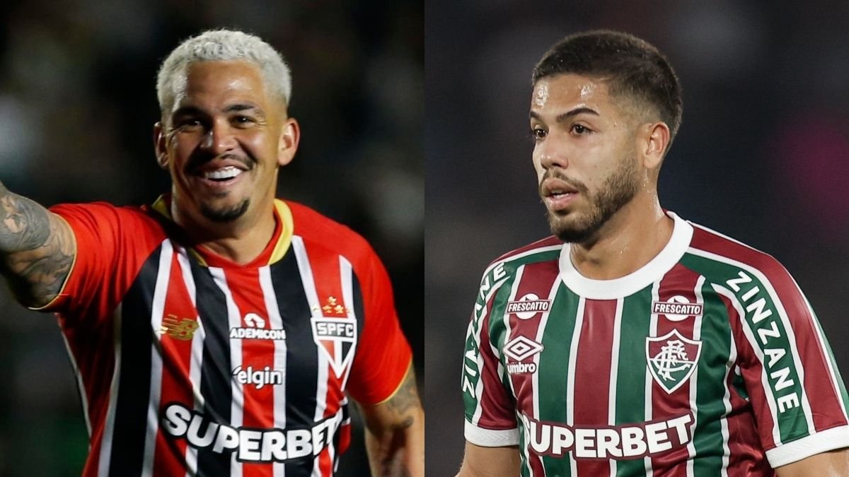 Luciano, do São Paulo, e Nonato, do Fluminense (foto: Rubens Chiri / São Paulo FC e MARCELO GONÇALVES / FLUMINENSE F.C.)