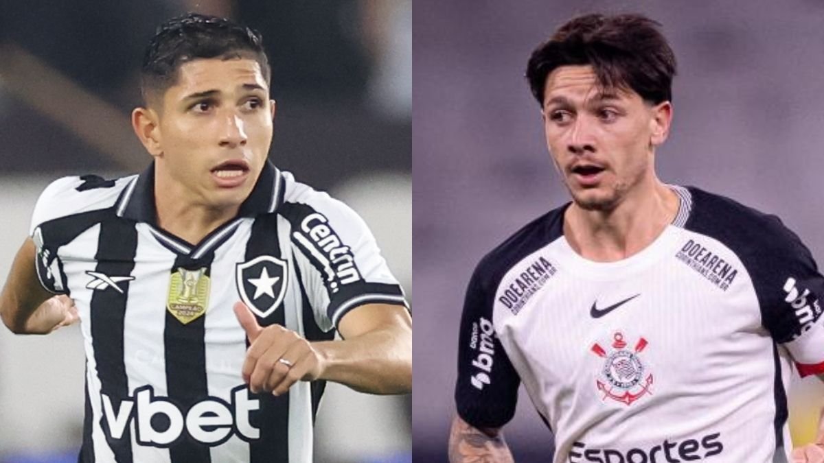 Soteldo, do Botafogo, e Garro, do Corinthians (foto: Vitor Silva/Botafogo e Agência Corinthians)