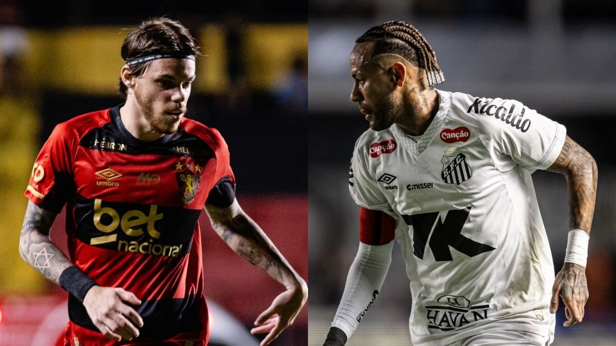 Chrystian Barletta, do Sport, e Neymar, do Santos (foto: Paulo Paiva/ Sport Recife e Raul Baretta/ Santos FC.)