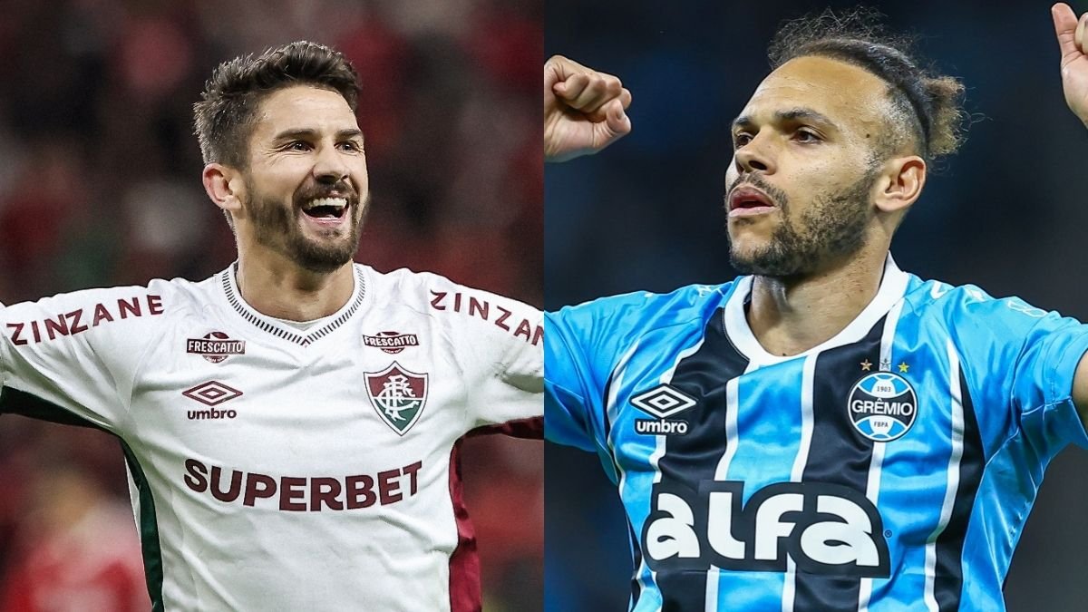 Everaldo, do Fluminense, e Braithwaite, do Grêmio (foto: LUCAS MERÇON / FLUMINENSE F.C. e LUCAS UEBEL/GREMIO FBPA)