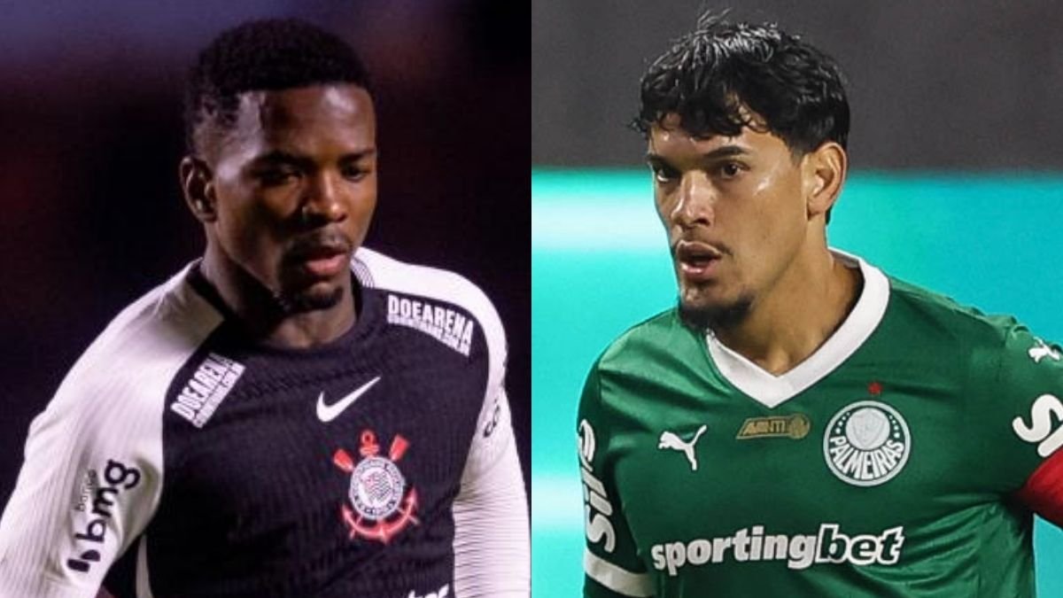 Cacá, do Corinthians, e Gustavo Gómez, do Palmeiras (foto: Rodrigo Coca/Agência Corinthians e Cesar Greco/Palmeiras)