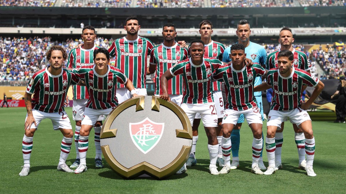 Time do Fluminense antes do duelo com o Chelsea na semifinal do Mundial de Clubes - (foto: Buda Mendes / GETTY IMAGES NORTH AMERICA / Getty Images via AFP)