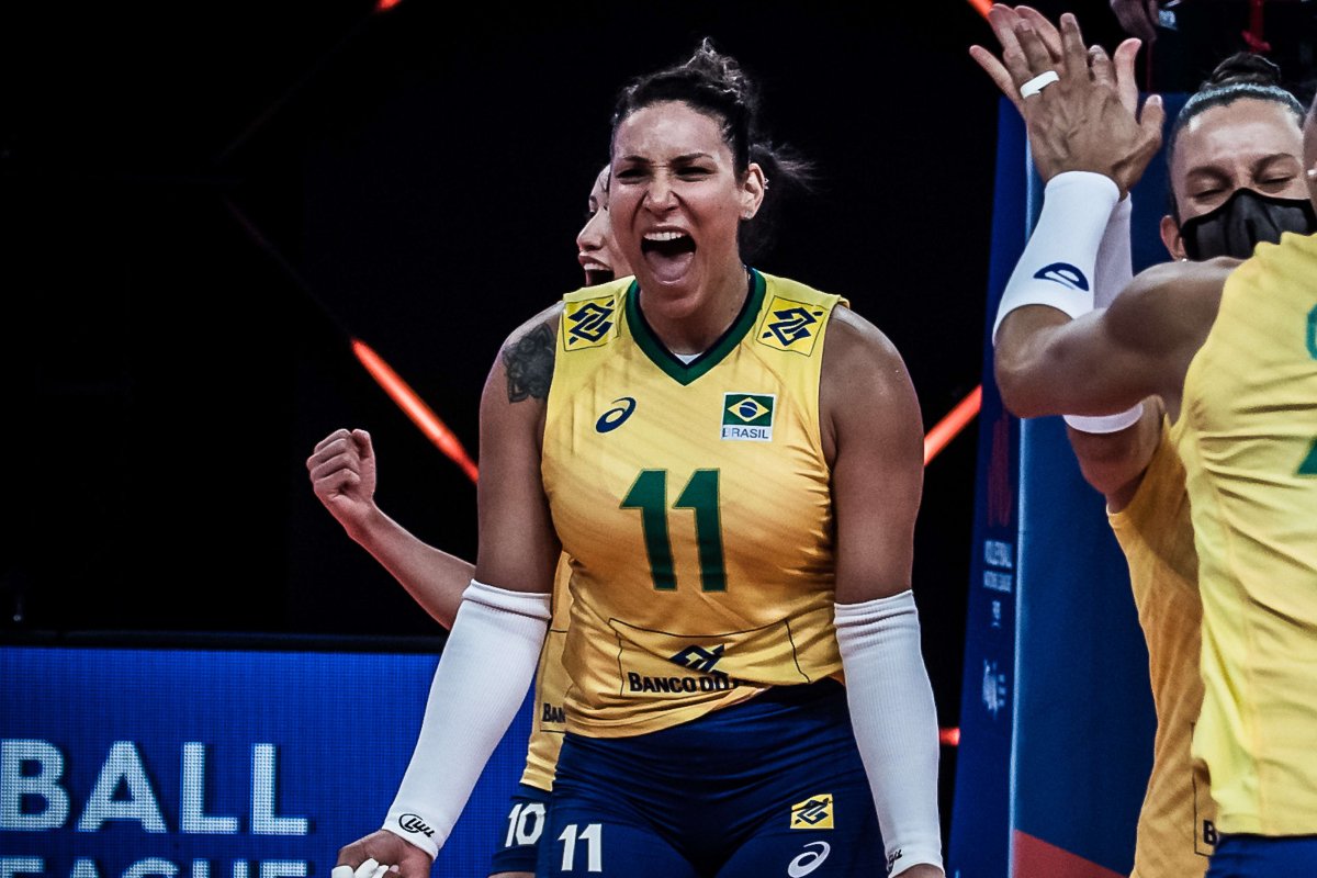 Tandara em ação pela Seleção Brasileira de vôlei em 2021 (foto: Divulgação/CBV - 2/6/2021)
