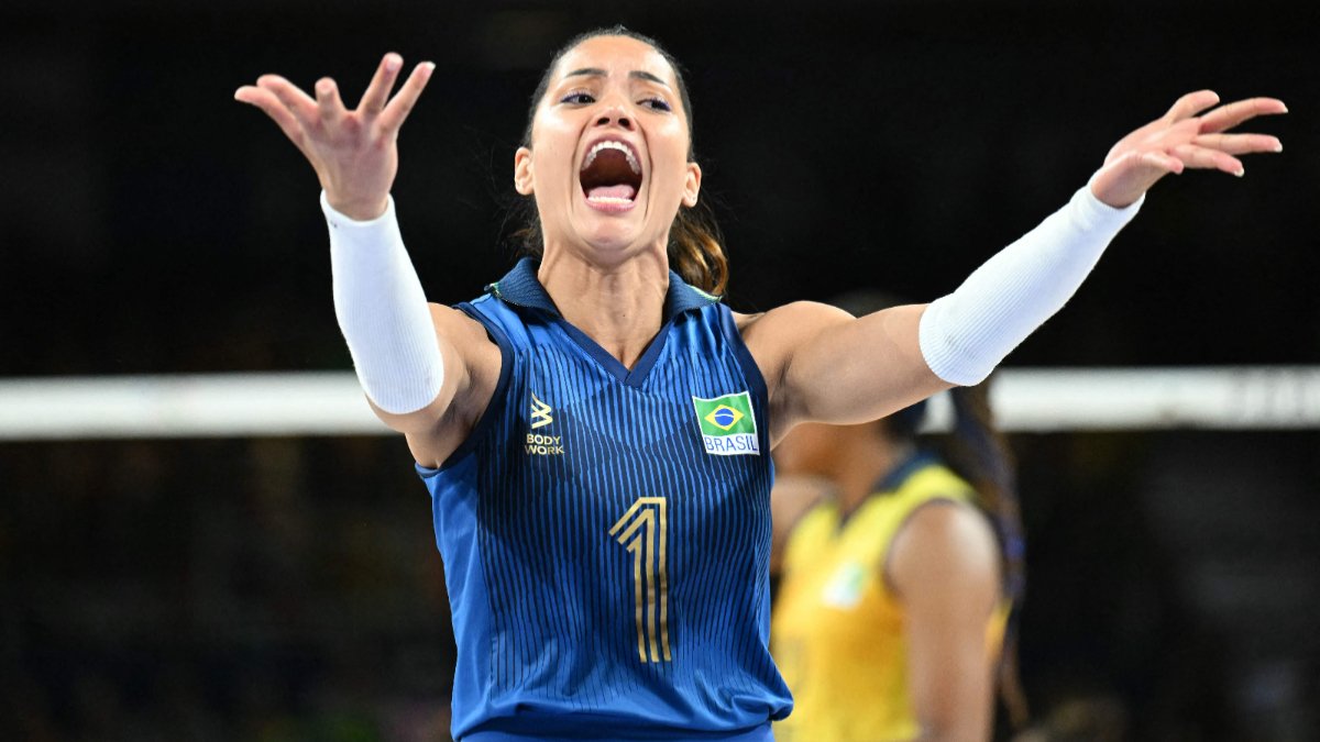 Nyeme, líbero medalhista de bronze em Paris 2024 (foto: Natalia KOLESNIKOVA / AFP)