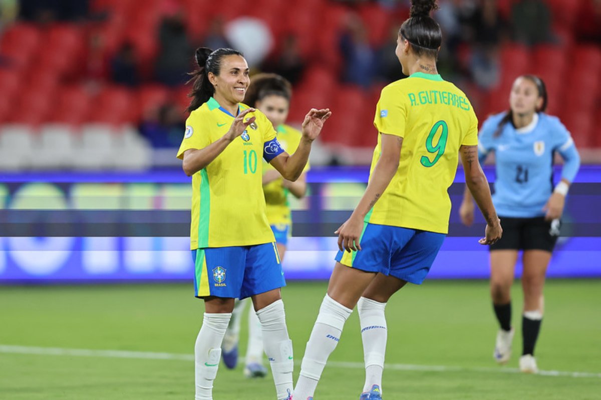Marta em jogo contra o Uruguai na Copa América Feminina (foto: Lívia Villas Boas / CBF)