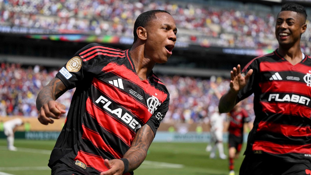 Wallace Yan comemorando gol em Flamengo x Chelsea (foto: David Ramos / GETTY IMAGES NORTH AMERICA / Getty Images via AFP)