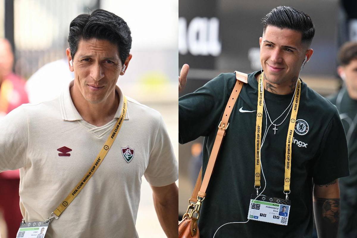 Germán Cano, do Fluminense, e Enzo Fernández, do Chelsea (foto: ANGELA WEISS / AFP)