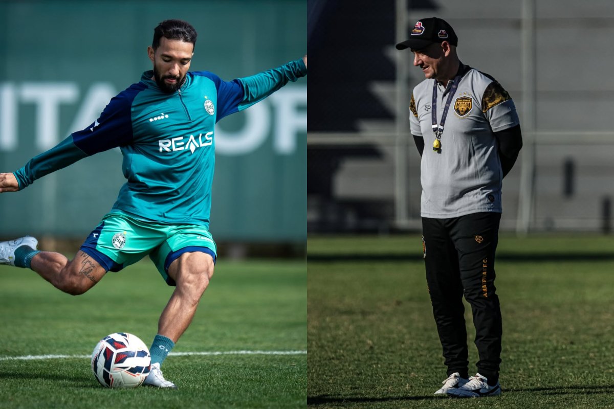 Clayson em treino do Coritiba. Márcio Zanardi em treino do Amazonas (foto: Divulgação/Coritiba e Amazonas)