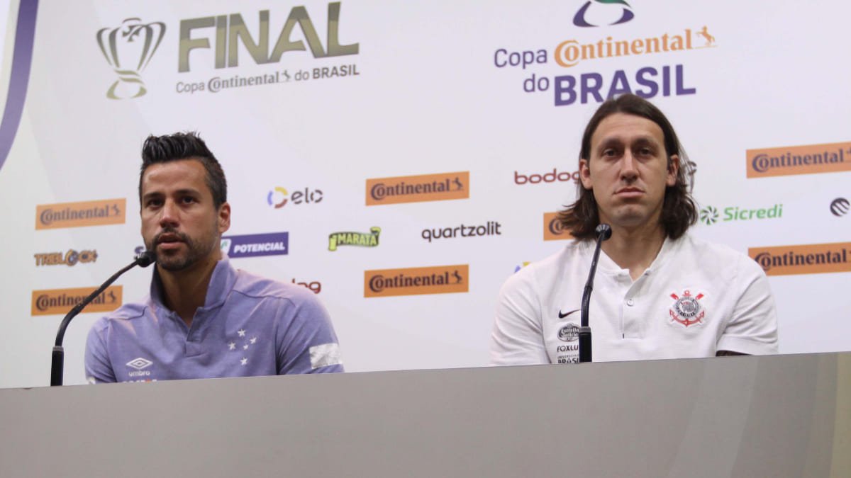 Fábio e Cássio, goleiros, em entrevista coletiva antes da final da Copa do Brasil de 2018 (foto: Jair Amaral/EM/D.A Press)