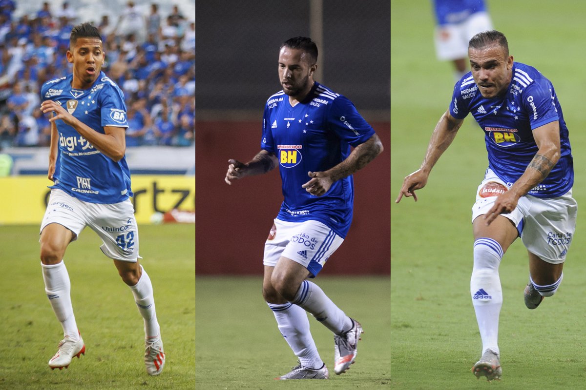 Weverton, Giovanni Piccolomo e William Pottker em ação pelo Cruzeiro (foto: Vinnicius Silva/Cruzeiro - Bruno Haddad/Cruzeiro - Alexandre Guzanshe/EM/D.A Press)