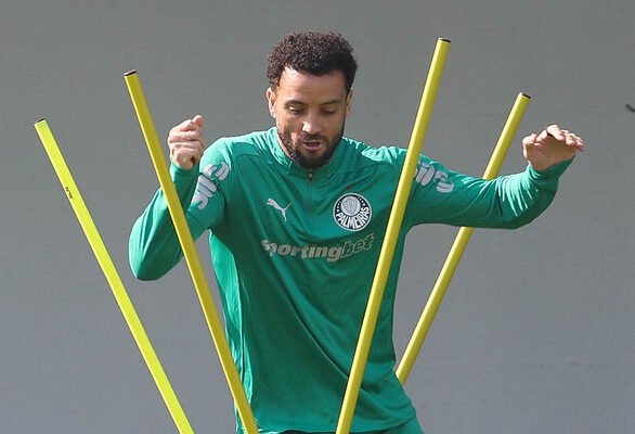 Felipe Anderson em treino do Palmeiras (foto: Cesar Greco/Palmeiras)