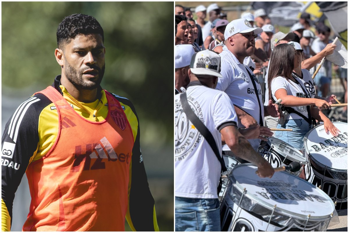 Hulk e torcedores da Galoucura (foto: Pedro Souza/Atlético e Divulgação/Galoucura)