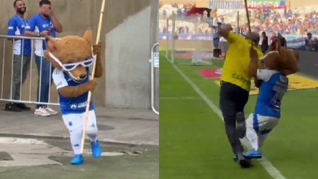 Raposinho atropelando homem no Mineirão (foto: Reprodução)