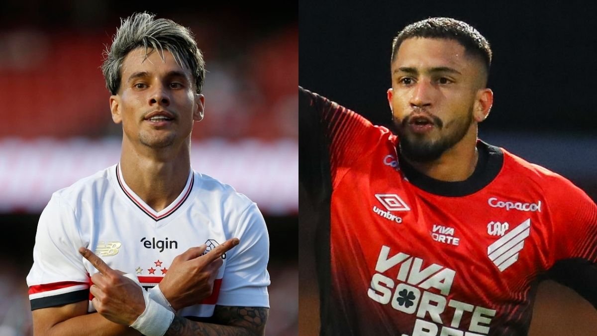 Ferreira, do São Paulo, e Renan Peixoto, do Athletico-PR (foto: Rubens Chiri / São Paulo FC e José Tramontin/athletico.com.br)