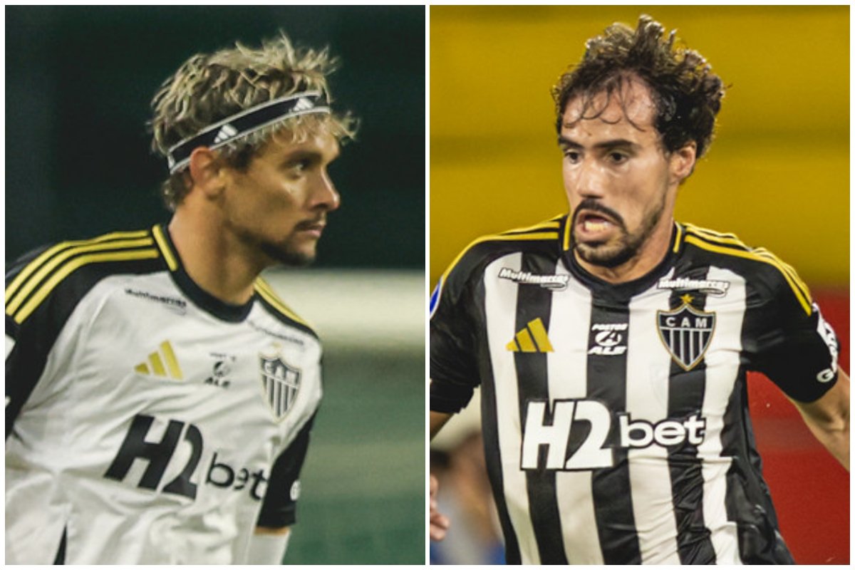 Scarpa e Igor Gomes, meias do Atlético (foto: Pedro Souza/Atlético)