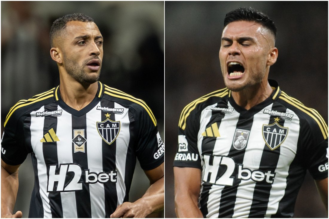 Vitor Hugo e Fausto Vera, dois dos sete desfalques do Atlético para o jogo contra o Bahia (foto: Montagem com imagens de Pedro Souza/Atlético e Alexandre Guzanshe/EM/D.A. Press)
