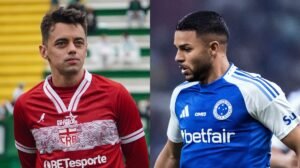 Matheus Ribeiro, do CRB, e Wanderson, do Cruzeiro - Crédito: 