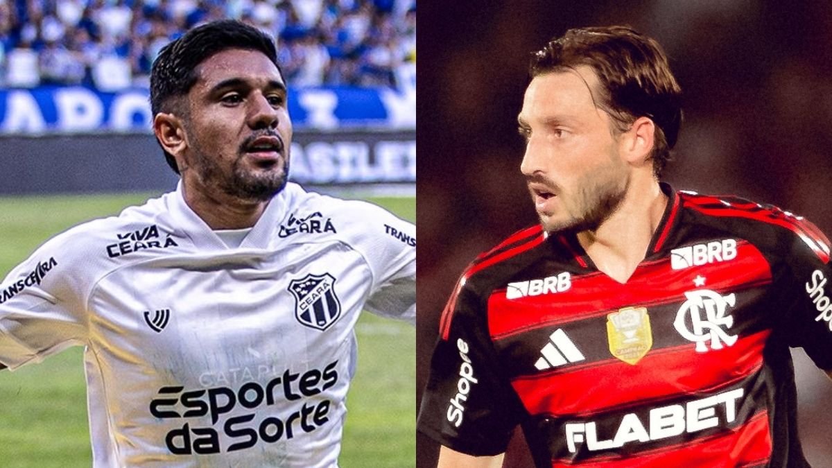 Felipe Santos / Ceará SC e Adriano Fontes/Flamengo (foto: Galeano, do Ceará, e Viña, do Flamengo)