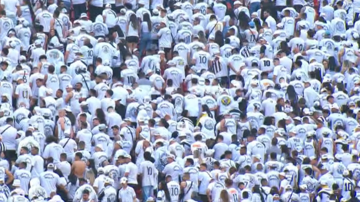 Torcida do Santos em protesto em goleada diante do Vasco (foto: Reprodução Premiere)