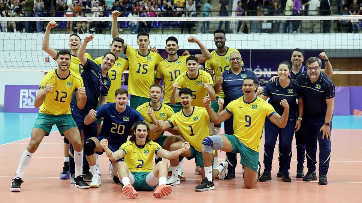 Jogadores da Seleção Brasileira Sub-23 Masculina de Vôlei no Pan-Americano Júnior (foto: Photo Gallery Norceca)