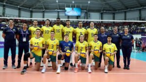 Jogadores da Seleção Brasileira Sub-23 Masculina de Vôlei no Pan-Americano Júnior - Crédito: 