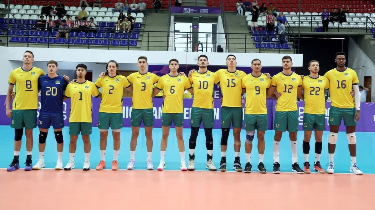 Jogadores da Seleção Brasileira Sub-23 Masculina de Vôlei no Pan-Americano Júnior (foto: Photo Gallery Norceca)