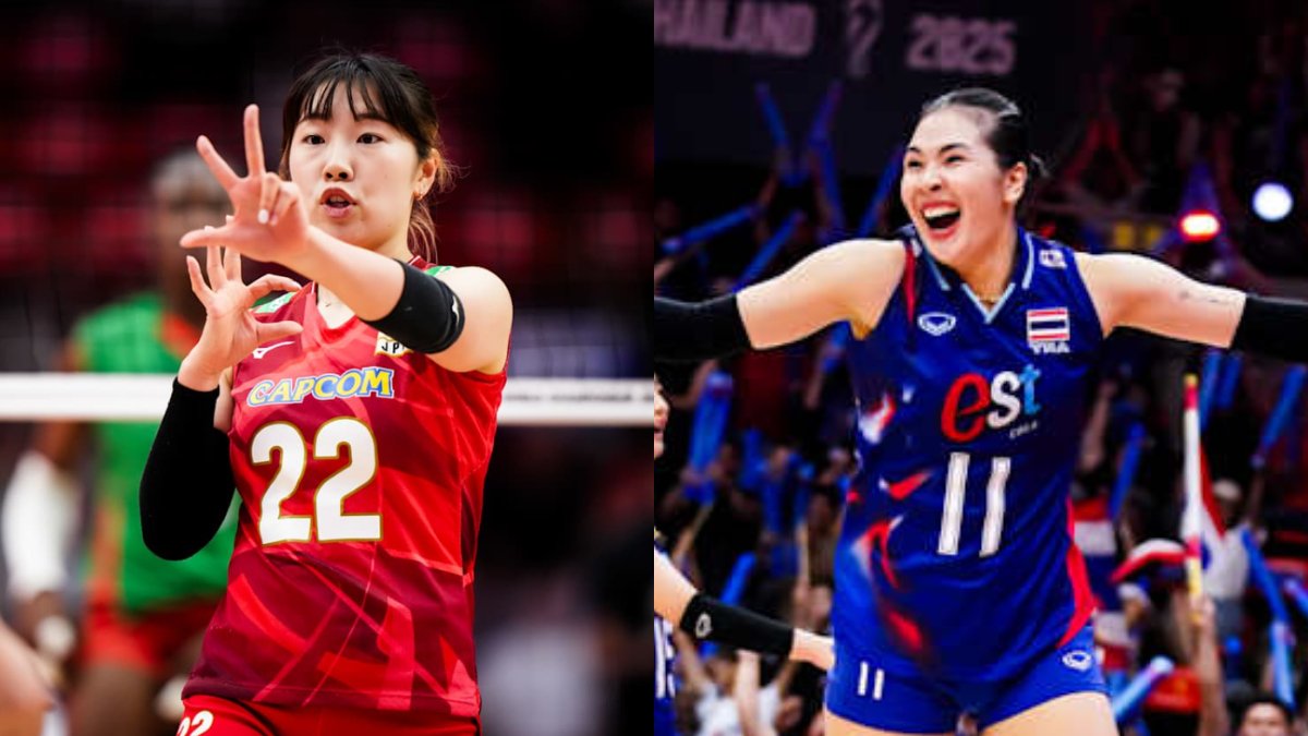 Jogadoras de Japão e Tailândia no Mundial Feminino de Vôlei (foto: Divulgação FIVB)