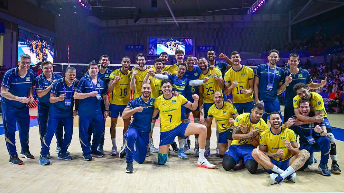Jogadores da Seleção Brasileira Masculina de Vôlei (foto: Divulgação FIVB)